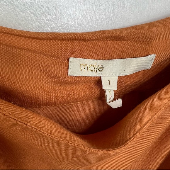 MAJE PARIS Burnt Orange Wrap Ruffle Dress - Picture 11 of 12